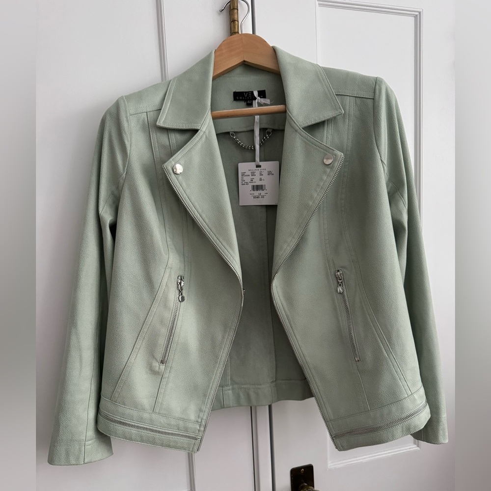 Minty green faux leather jacket NWT size 10 (EU 42)